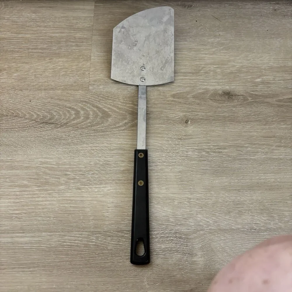 Vintage Stainless USA Black Handle Flat Metal Griddle Spatula Turner 12